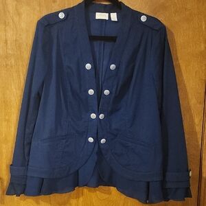 Chico's Elegant Blue Blazer with Silver Buttons